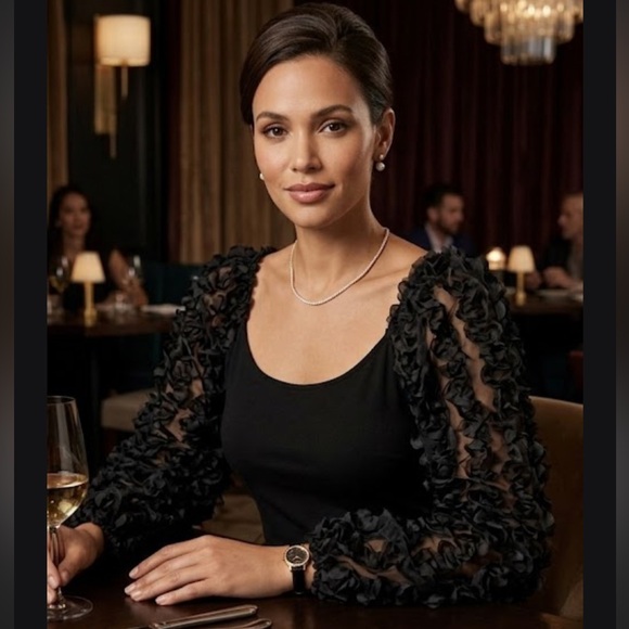 Marc New York Tops - New Marc New York Black Textured Sleeve Blouse